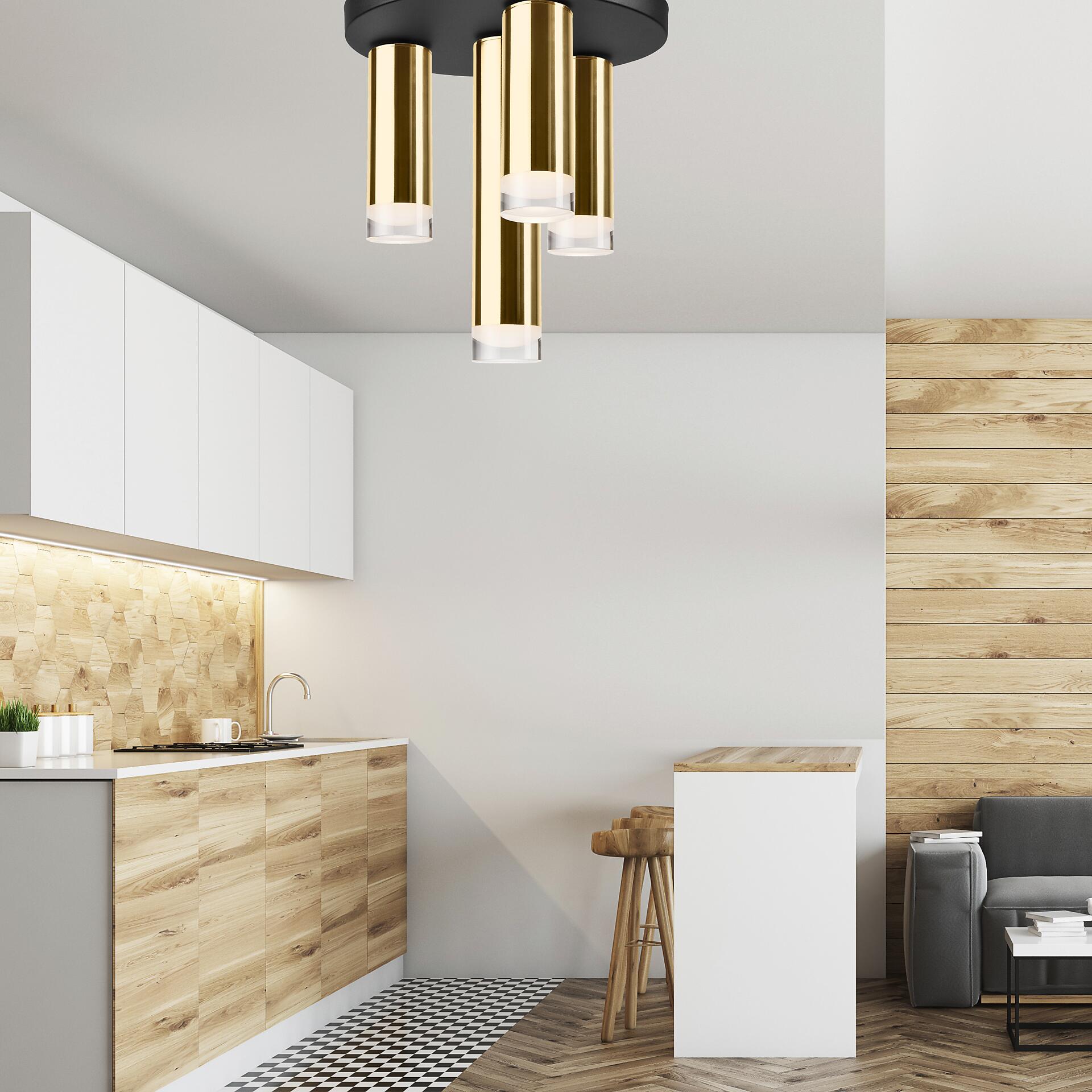 Lamkur Deckenleuchte schwarz Stahl B/H/L: ca. 30x31,5x30 cm E27 4 Brennstellen