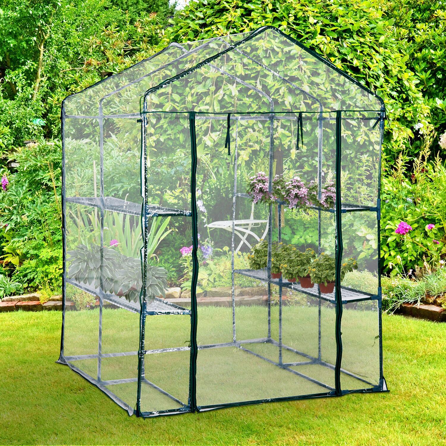 Outsunny Gewächshaus B/H/L: ca. 143x195x143 cm