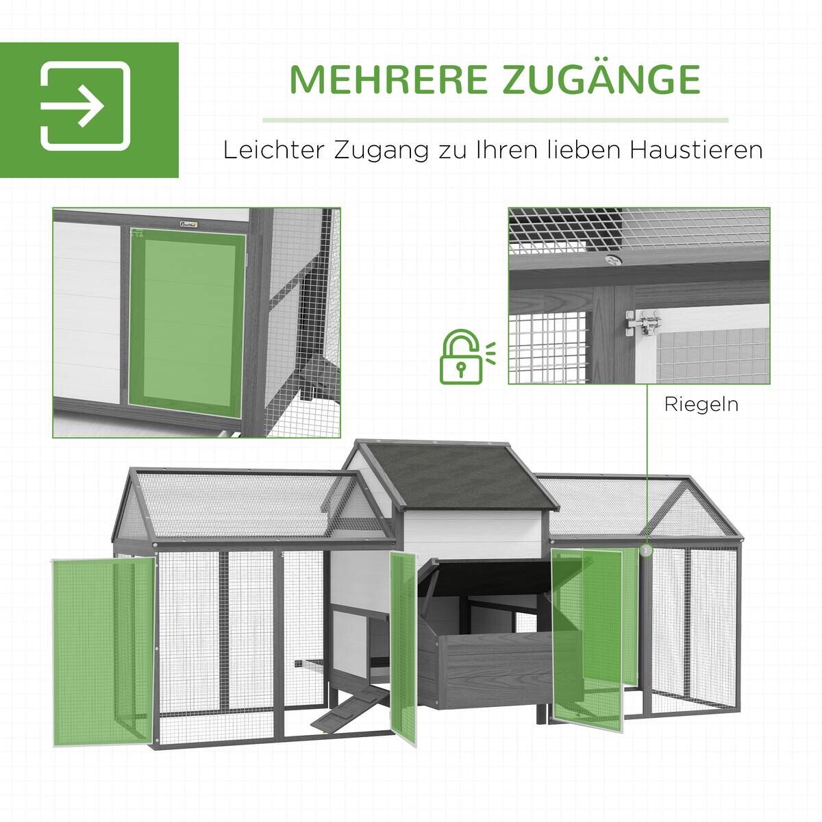 PawHut Stall grau Edelstahl B/H/L: ca. 125x247x113,5 cm