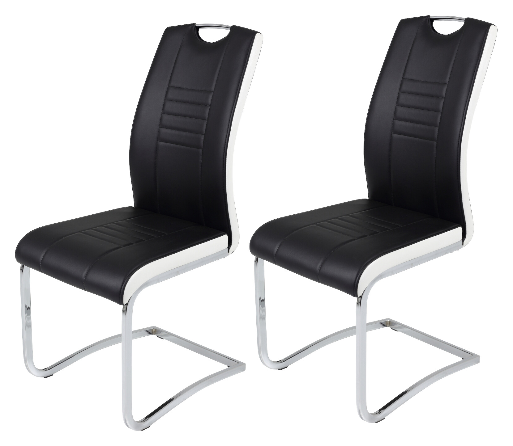 Schwingstuhl Tabea 2er Set schwarz weiß Kunstleder Kunstleder B/H/T: ca. 43x99x61 cm