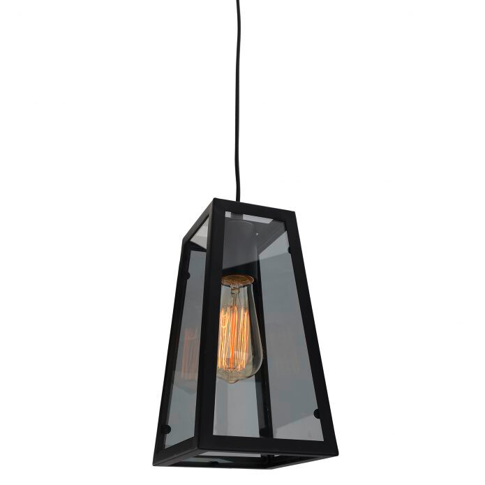 Näve Leuchten Pendelleuchte schwarz glasklar Metall Glas H: ca. 150 cm E27 1 Brennstellen