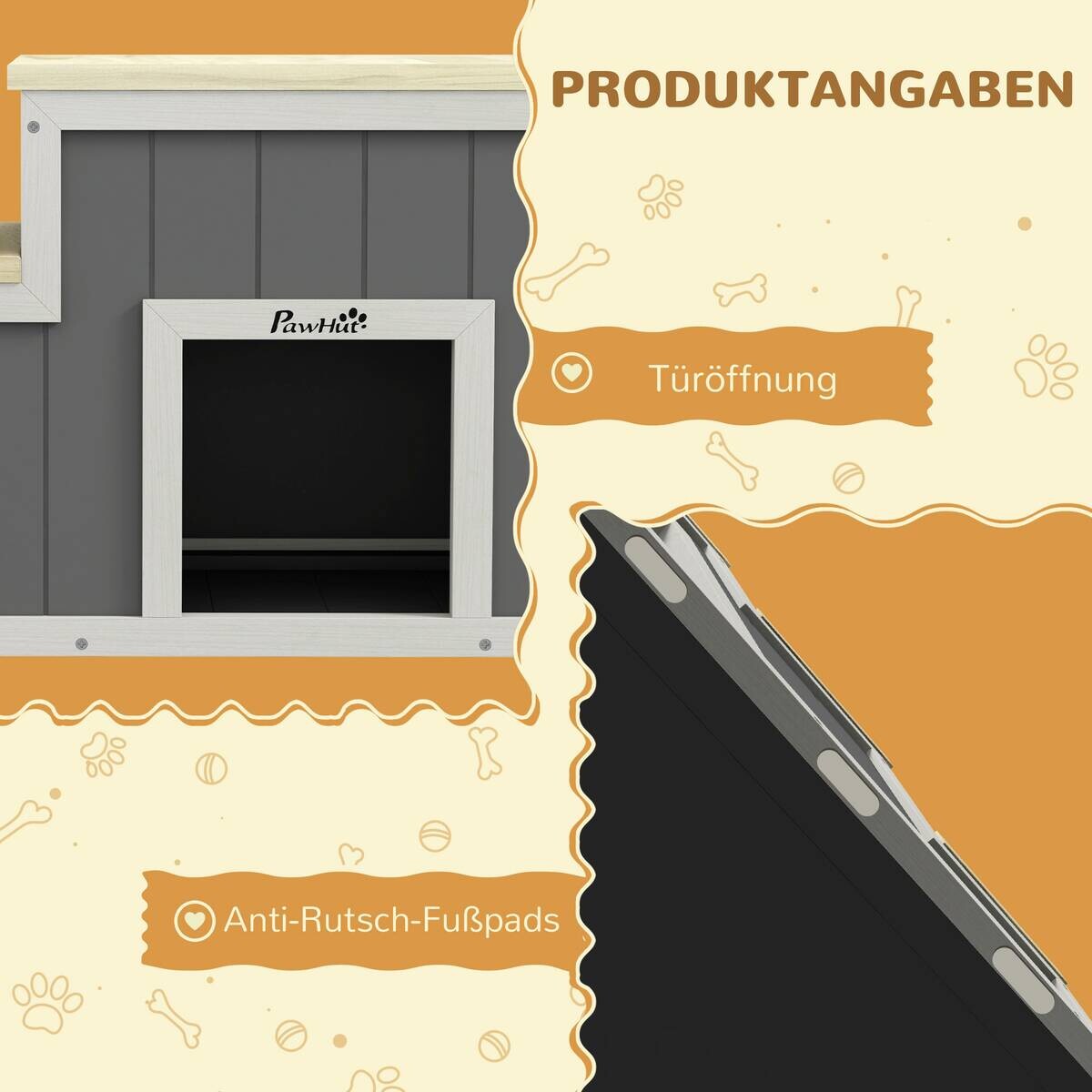 PawHut Hundetreppe, Katzentreppe natur Polypropylen B/H/L: ca. 38,5x79x45 cm