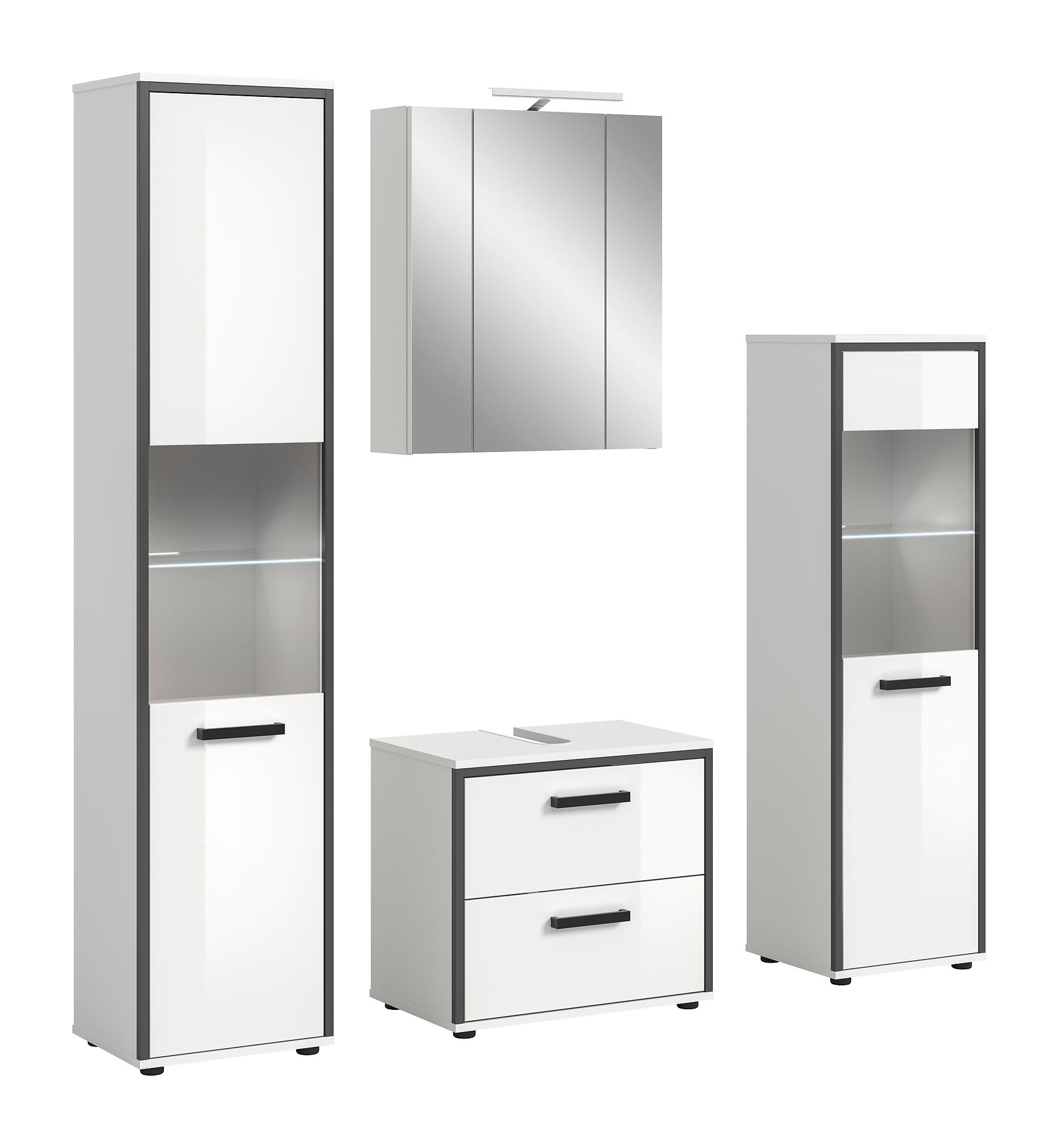 Badblock KOJAK weiß Hochglanz anthrazit grau B/H/T: ca. 171x188x37 cm