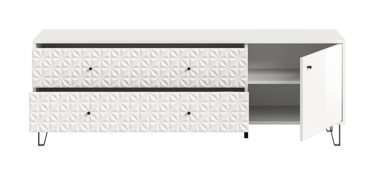 Lowboard PRISMA weiß weiß Hochglanz B/H/T: ca. 164x56x40 cm
