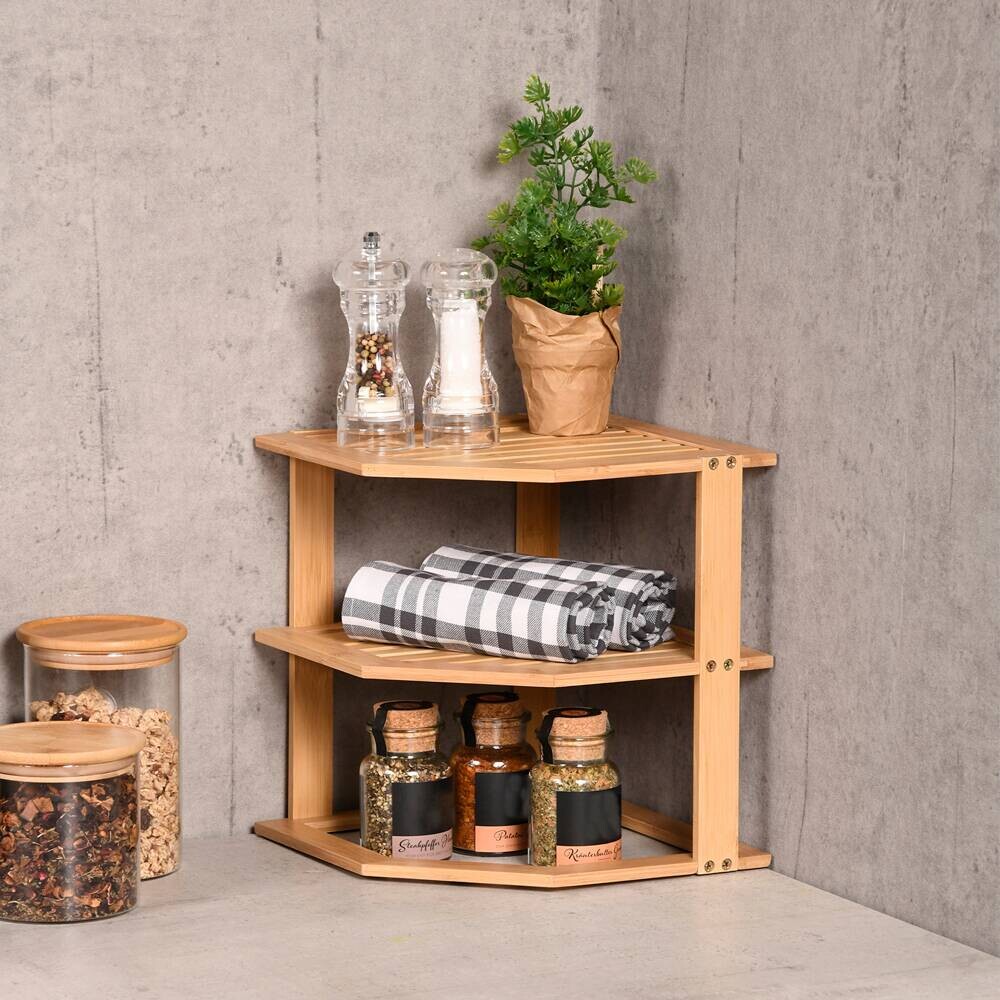 Kesper Kücheneckregal braun Bambus B/H/L: ca. 25x25x28 cm