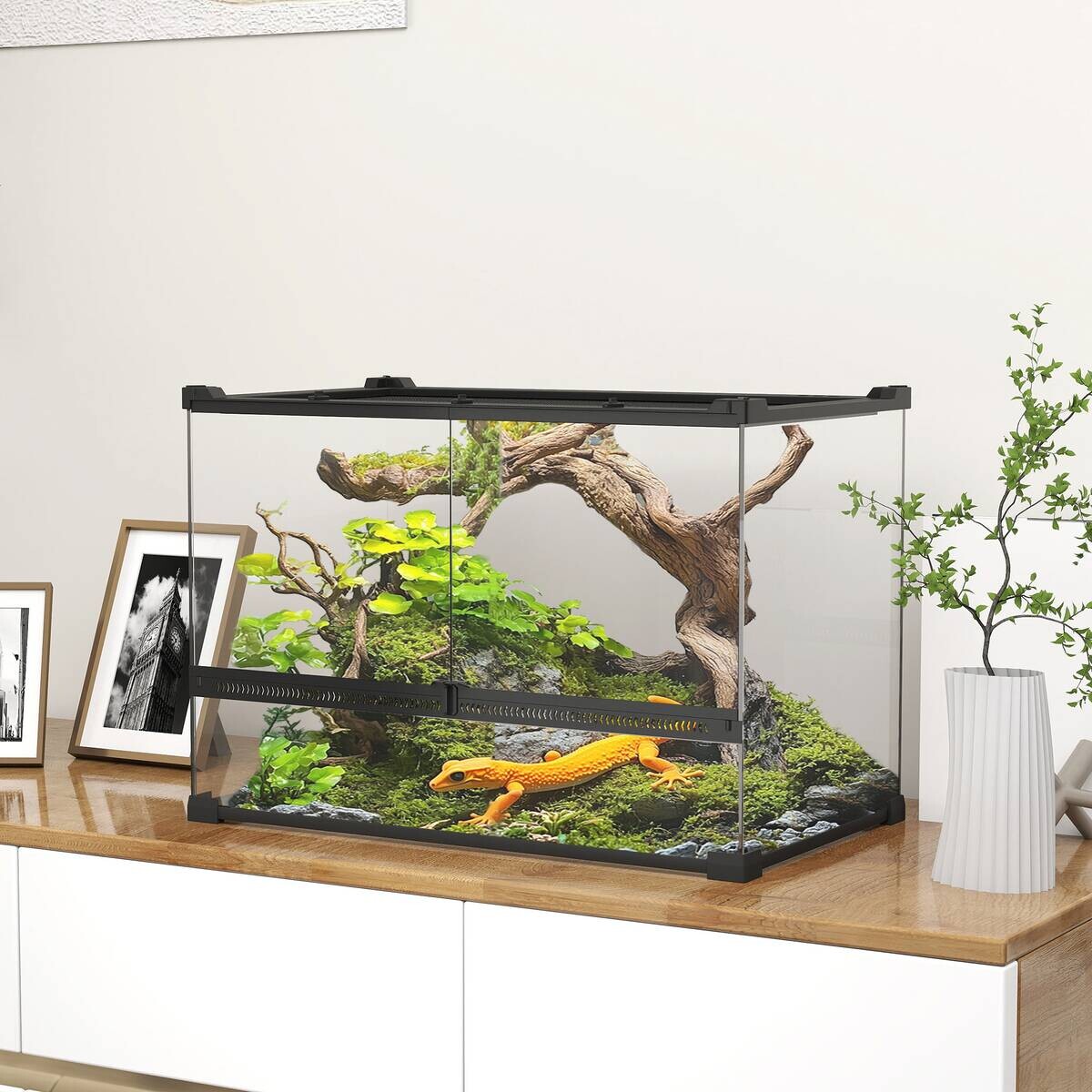 PawHut Terrarium schwarz Stahl B/H/L: ca. 30x35x50 cm