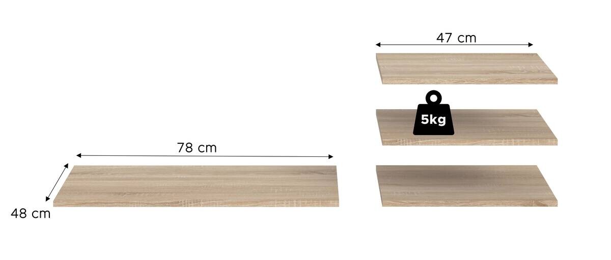 Einlegeböden-Set OAKLAND Eiche Sonoma B/H/T: ca. 78x1,6x48 cm