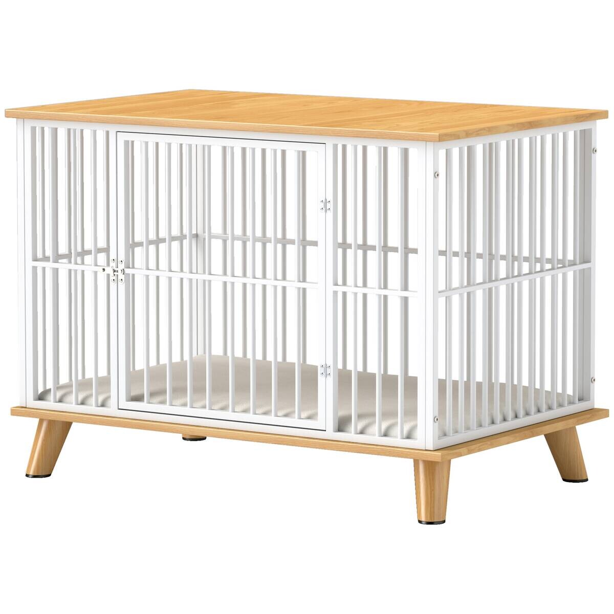 PawHut Hundekäfig Eiche Stahl B/H/L: ca. 60x70x86 cm