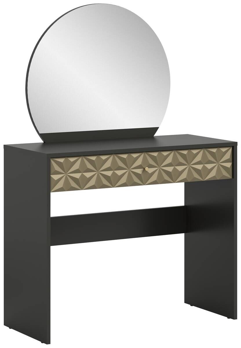 Schminktisch PRISMA schwarz gold Hochglanz Optik B/H/T: ca. 90x133x39 cm