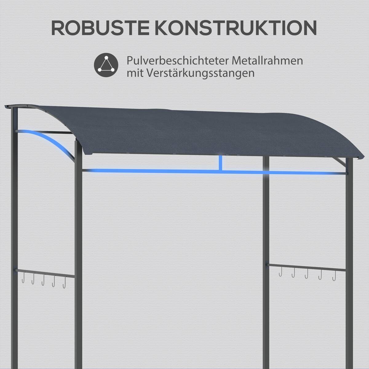 Outsunny Grillpavillon grau Polyester B/H/L: ca. 150x220x215 cm