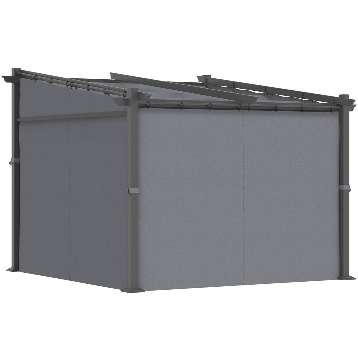 Outsunny Pergola mit Sonnendach grau Polyester B/H/L: ca. 295x230x297 cm