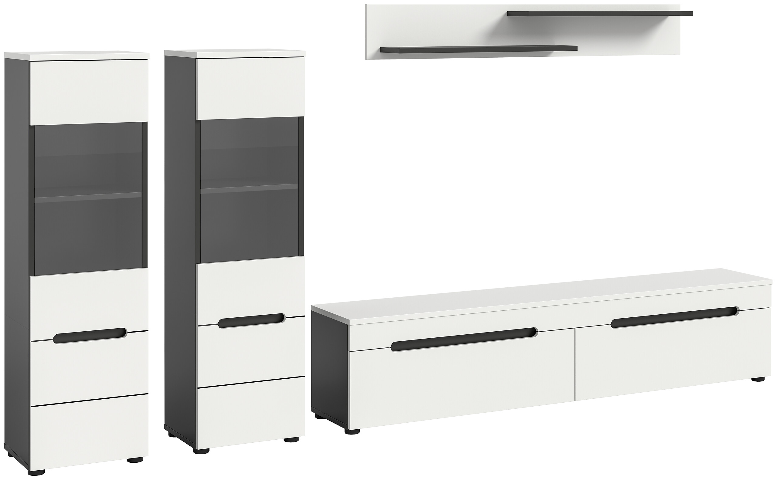 Wohnwand Canu basaltgrau weiß B/H/T: ca. 272x141x33 cm