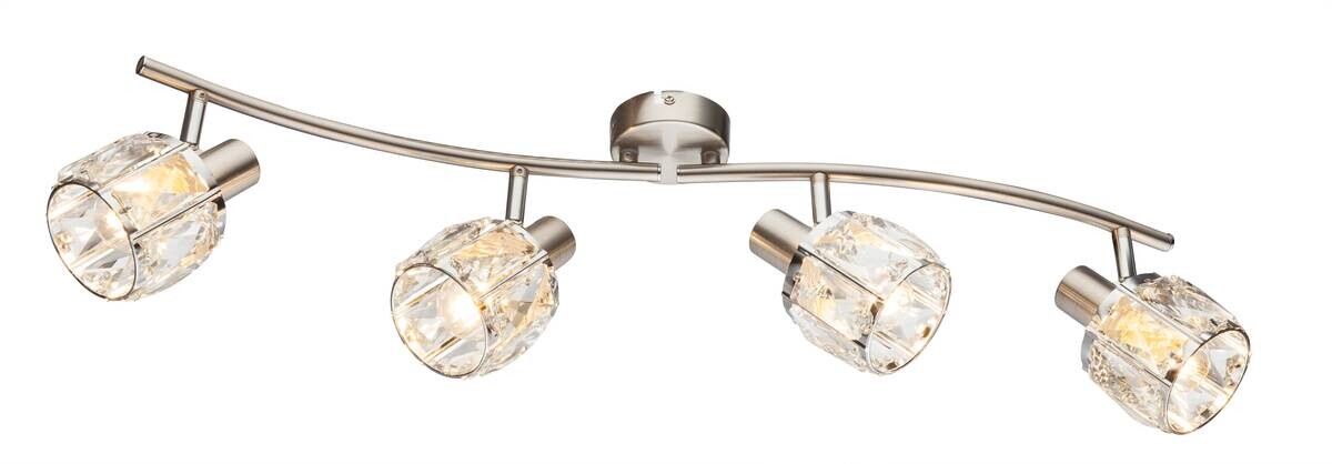 GLOBO Deckenleuchte Kris nickel matt klar Metall Glas B/H/T: ca. 31,5x18x70 cm E14 4 Brennstellen