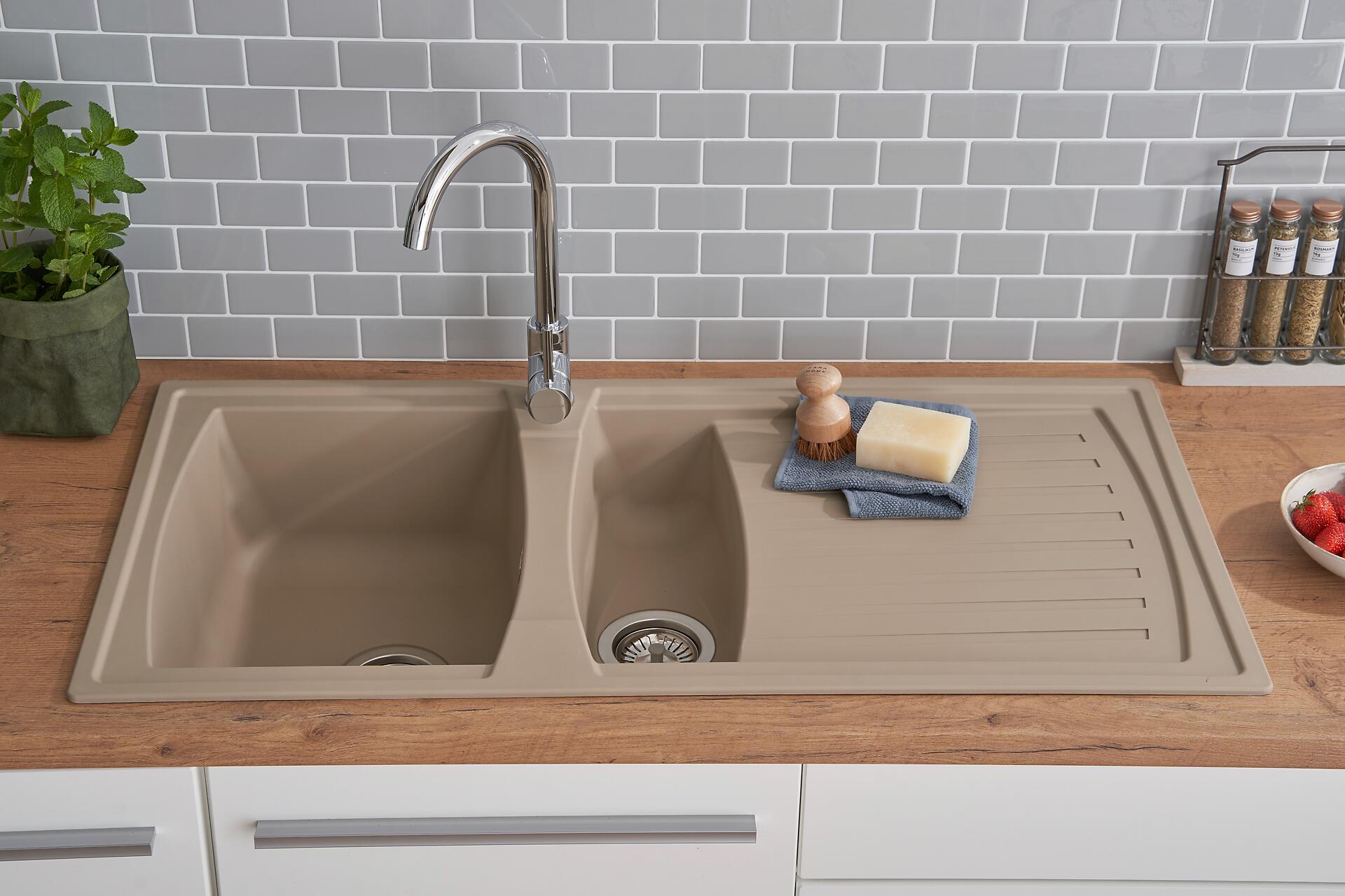 Respekta Einbauspüle Boston 100 x 50 B sandbeige Mineralite B/H/T: ca. 100x20x50 cm Respekta Einbauspüle Boston 100 x 50 B sandbeige Mineralite B/H/T: ca. 100x20x50 cm