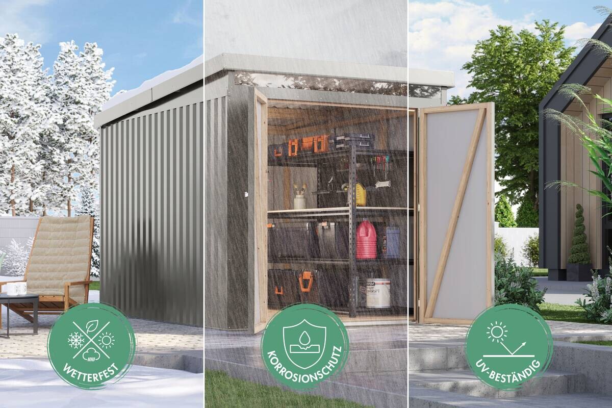 Karibu Gartenhaus Indra 2 grau B/H/T: ca. 206x213x206 cm