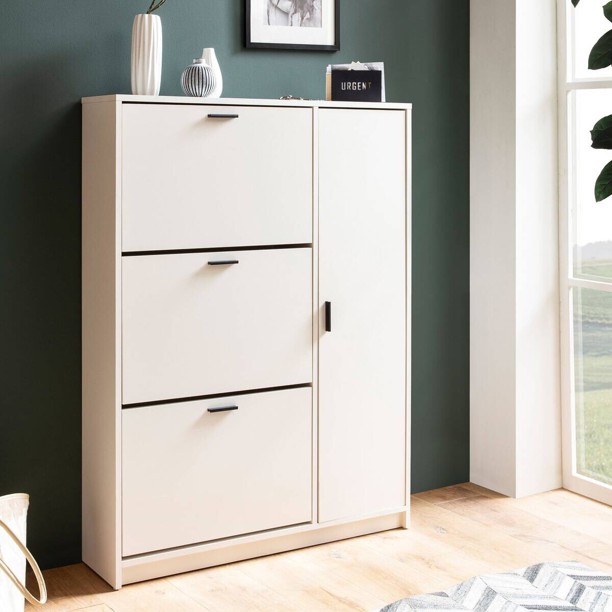 Schuhschrank weiß B/H/T: ca. 90x120x24 cm