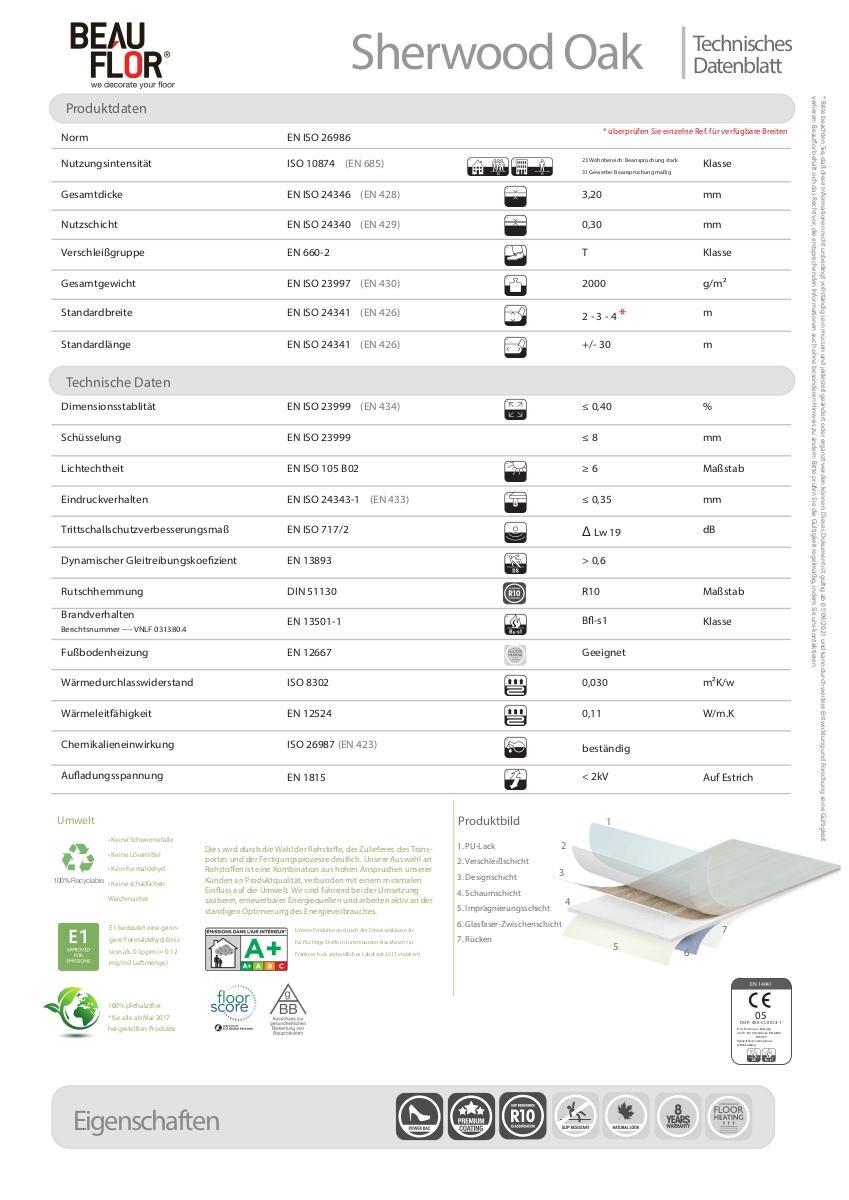 Vinylboden Sherwood rustikal Eiche B: ca. 300 cm pro m²