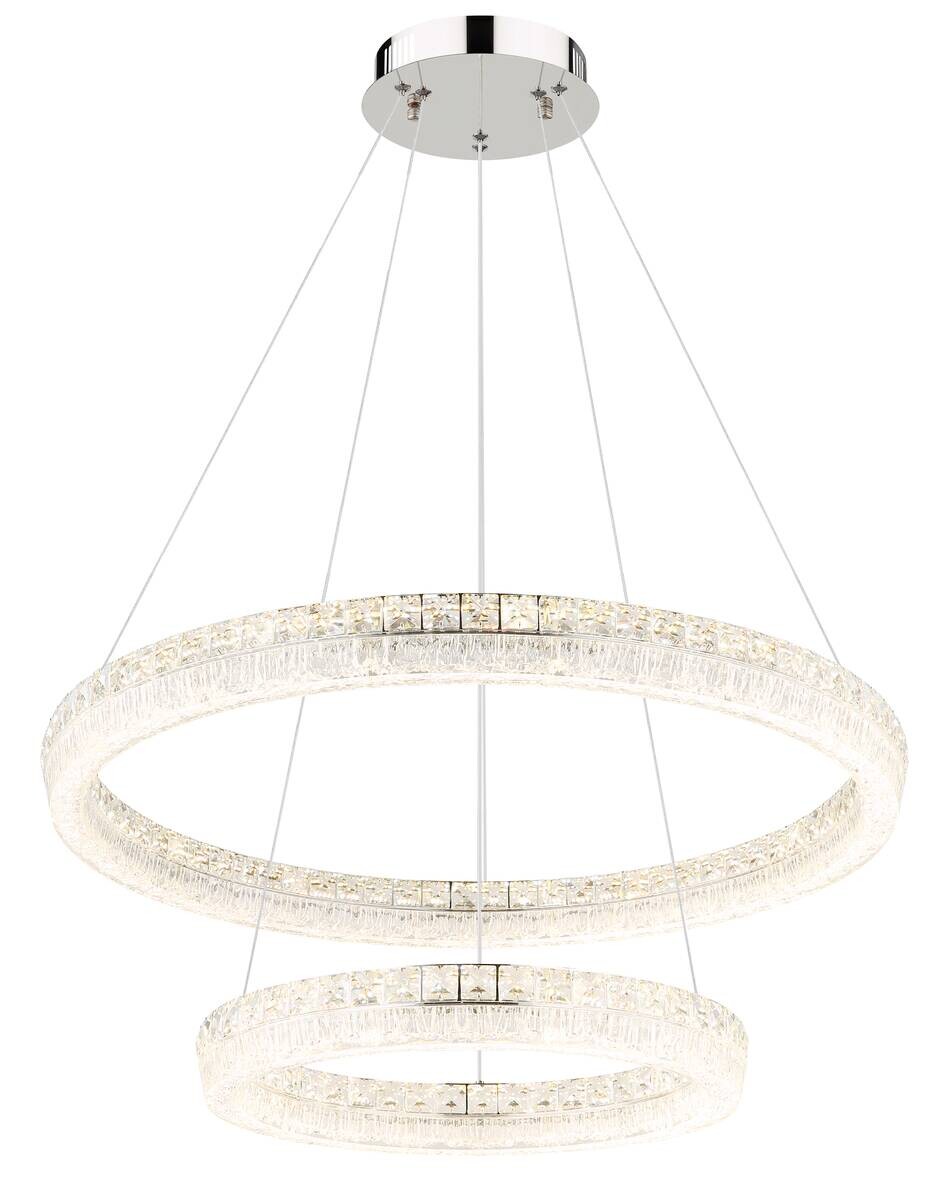 GLOBO Hängeleuchte klar Chrom Acryl Metall Glas H/D: ca. 120x80 cm 1.0 Brennstellen