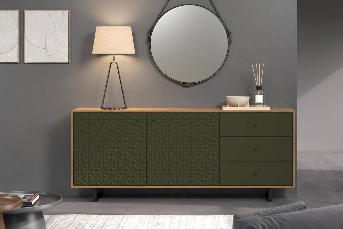 Sideboard Sentra Eiche Artisan Nachbildung grün dunkel B/H/T: ca. 183x75x40 cm Sideboard Sentra Eiche Artisan Nachbildung grün dunkel B/H/T: ca. 183x75x40 cm