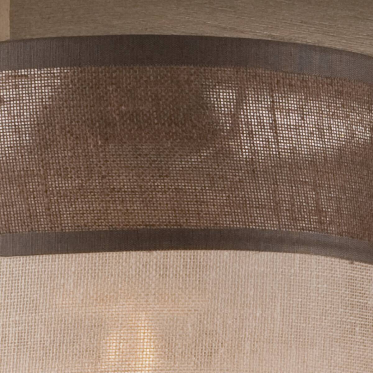 Lamkur Deckenleuchte Andrea natur Holz Stoff Stahl H/L: ca. 23x40 cm E27 3 Brennstellen