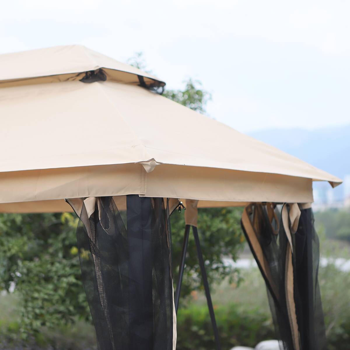 Outsunny Gartenschaukel beige Stahl B/H/T: ca. 232x245x149 cm