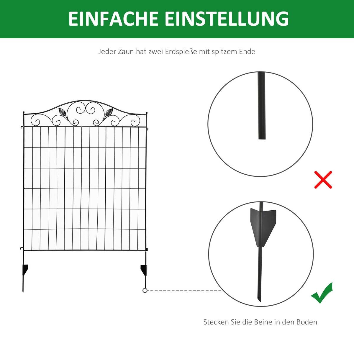 Outsunny Zaun schwarz Polypropylen B/H/L: ca. 0,8x365x112 cm