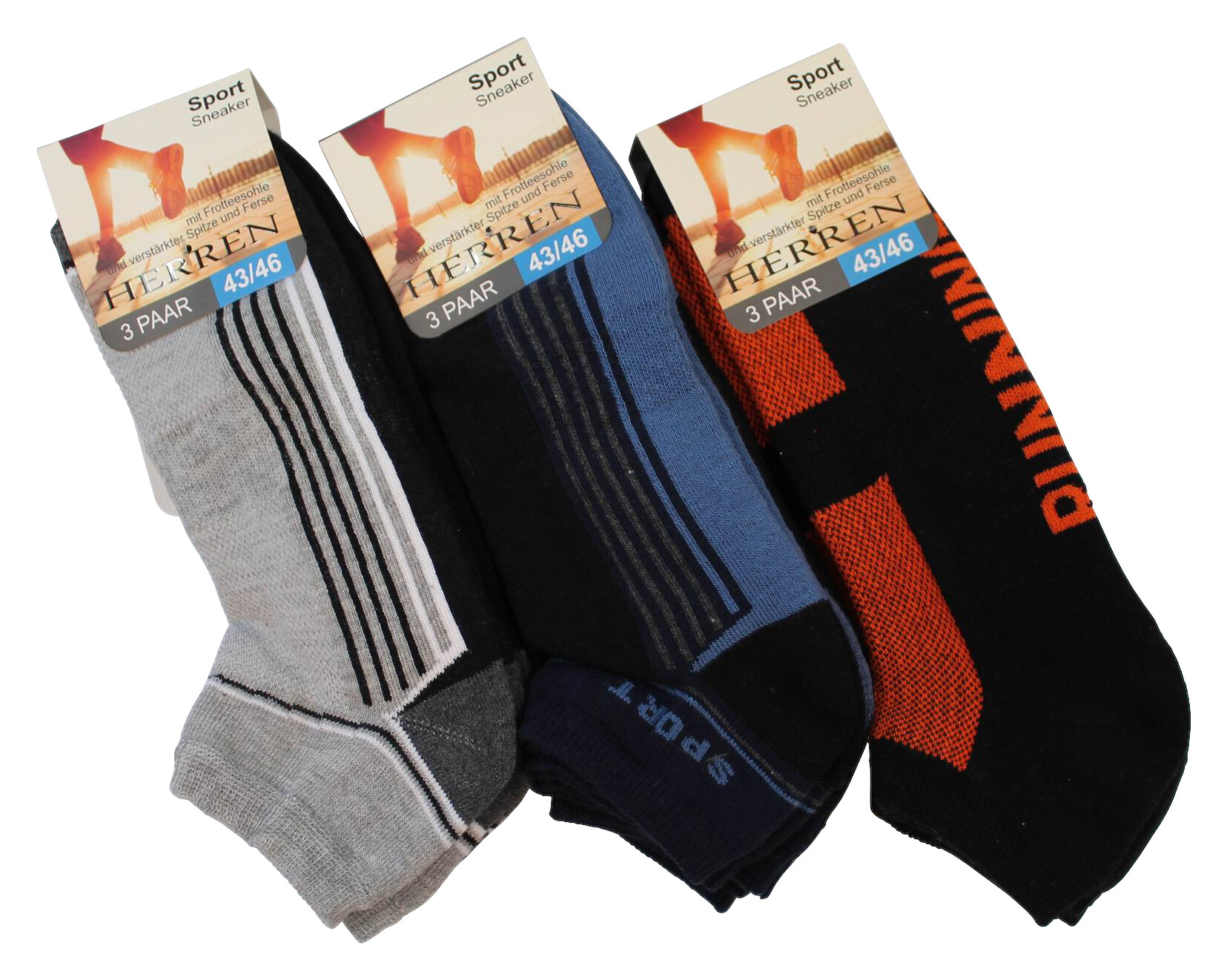 Herren-Socken sortiert 3 Packstücke Größe 43-44