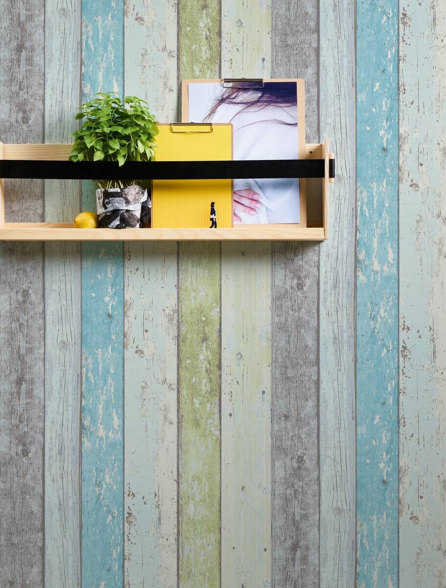 A.S.Creation Vliestapete Best of Wood`n Stone 2nd Edition Holzoptik blau B/L: ca. 53x1005 cm
