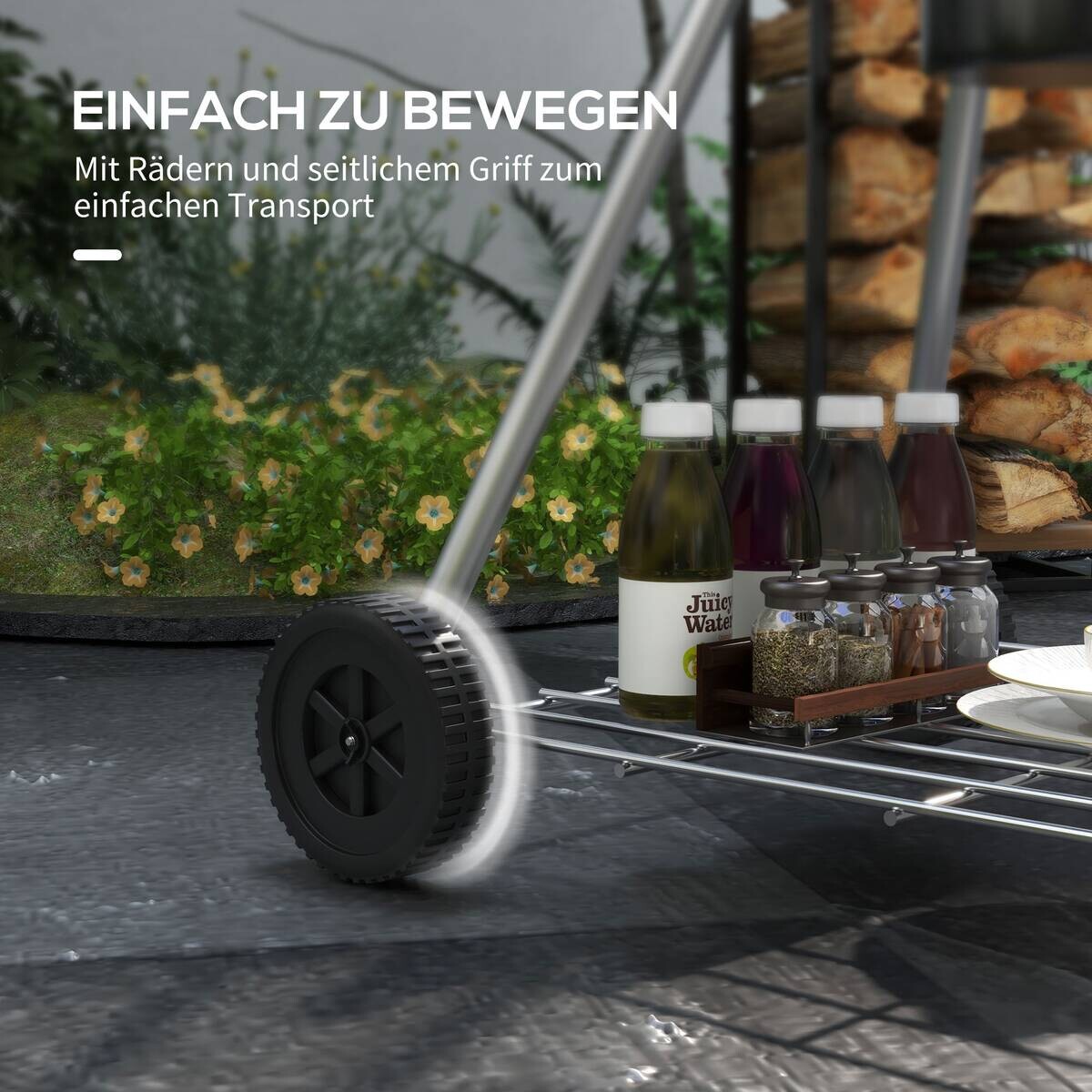 Outsunny Grill Edelstahl B/H/L: ca. 55x65x89 cm