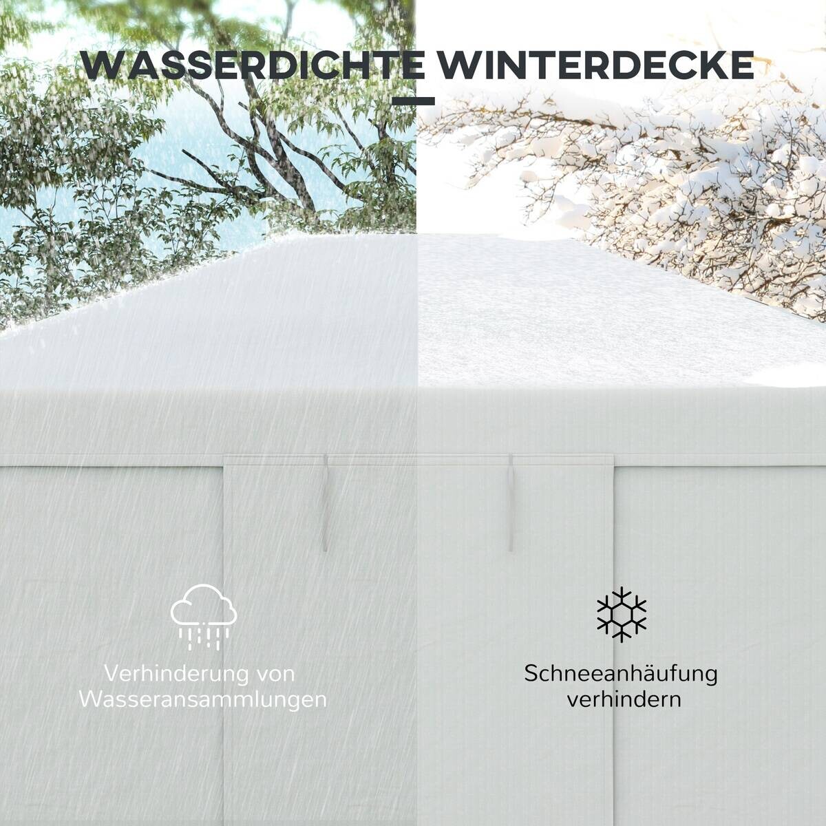 Outsunny Pavillon-Abdeckung 3,6x3m weiß Kunststoff B/H/L: ca. 300x270x360 cm