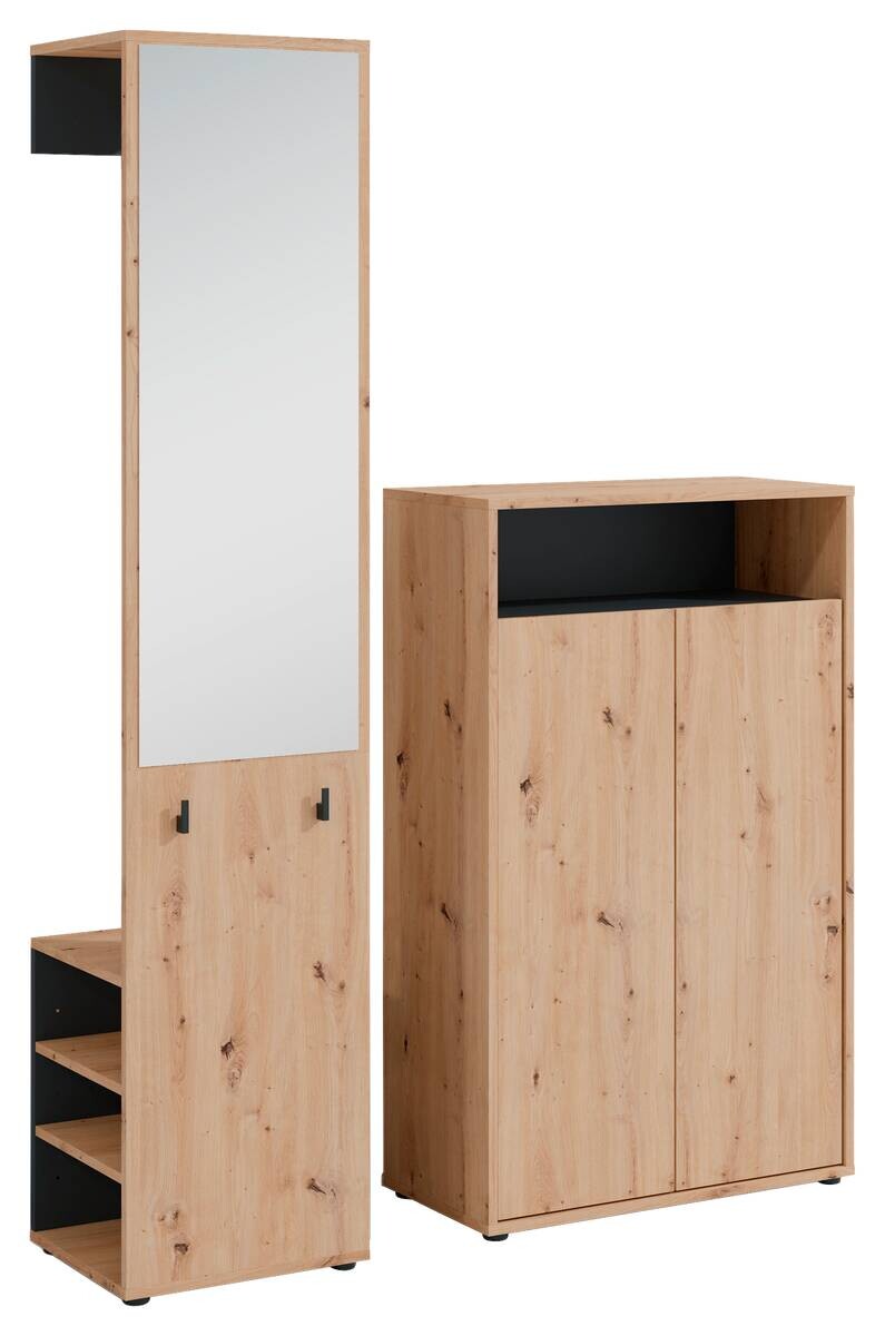 Garderobe Lyon Eiche Artisan Nachbildung schwarz B/H/T: ca. 70x115x33,5 cm Garderobe Lyon Eiche Artisan Nachbildung schwarz B/H/T: ca. 70x115x33,5 cm