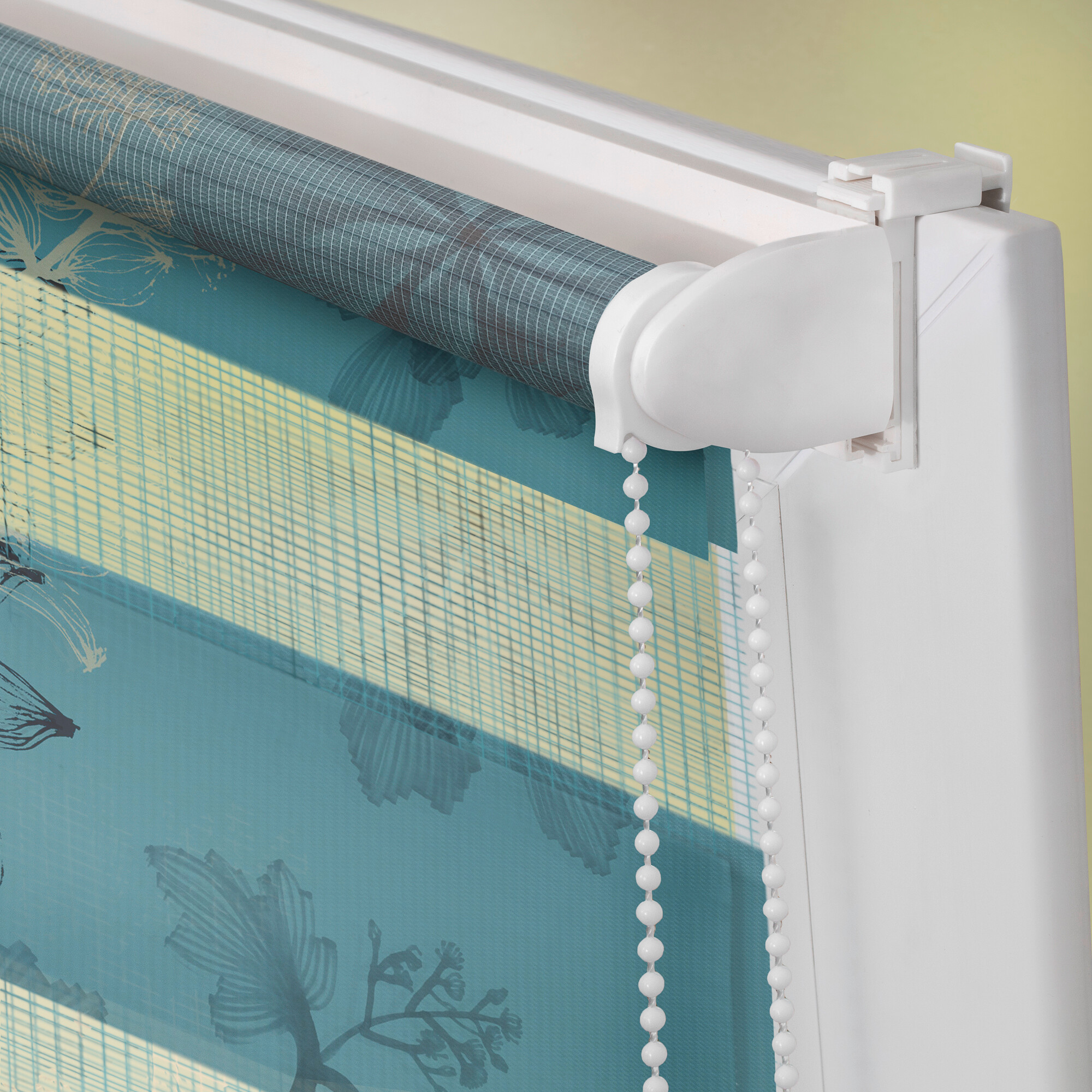 LICHTBLICK Doppelrollo Duo Aqua Floral blau B/L: ca. 80x150 cm