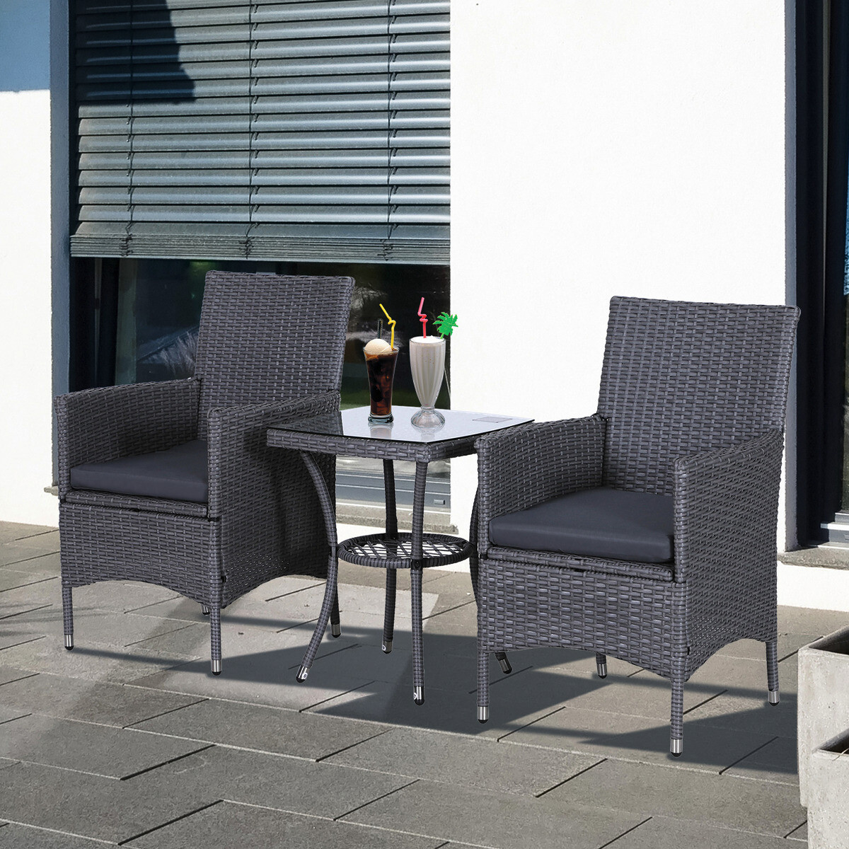 Outsunny Balkonset grau Stahl