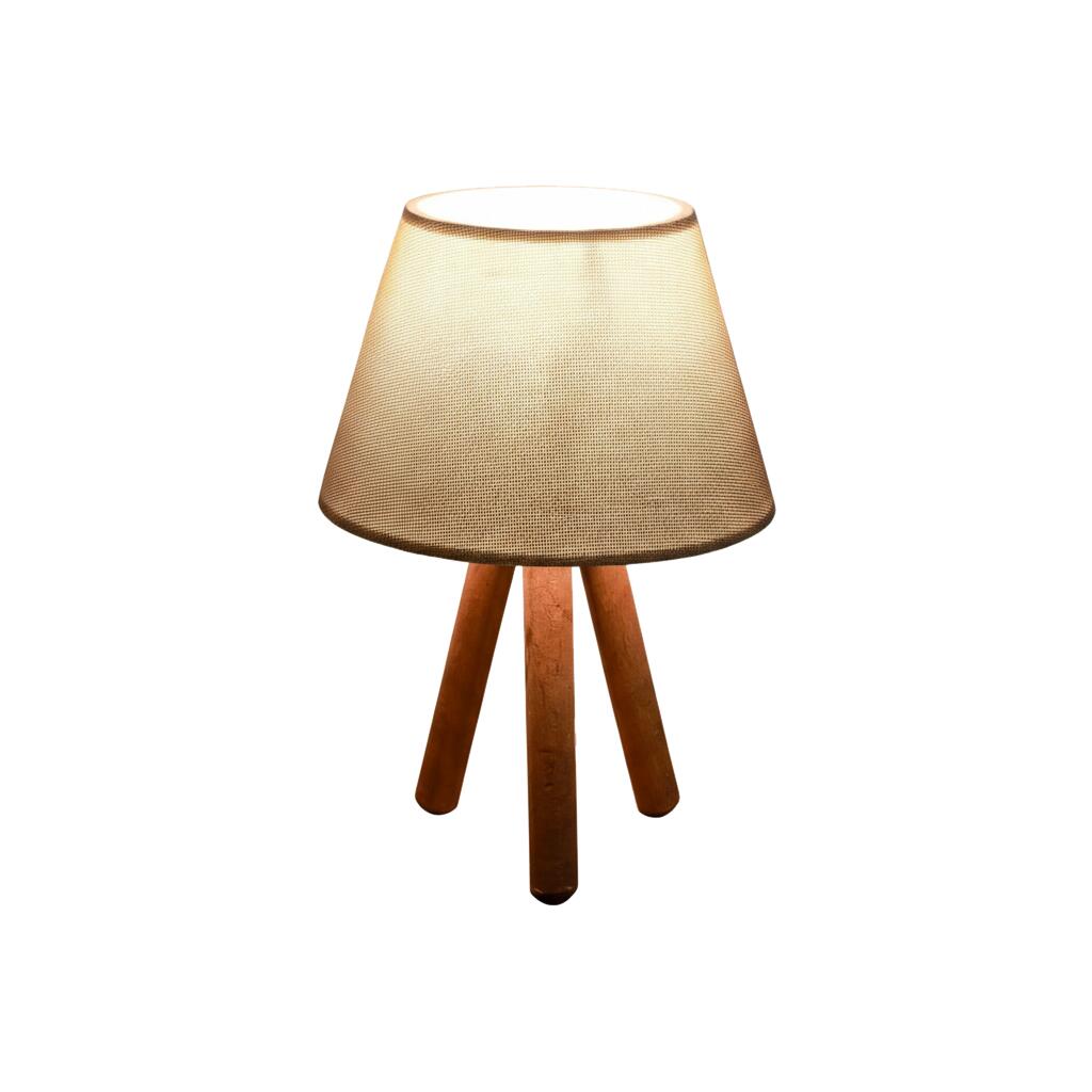 Opviq Tischleuchte beige Holz Stoff B/H/L: ca. 22x30x22 cm E27 1 Brennstellen