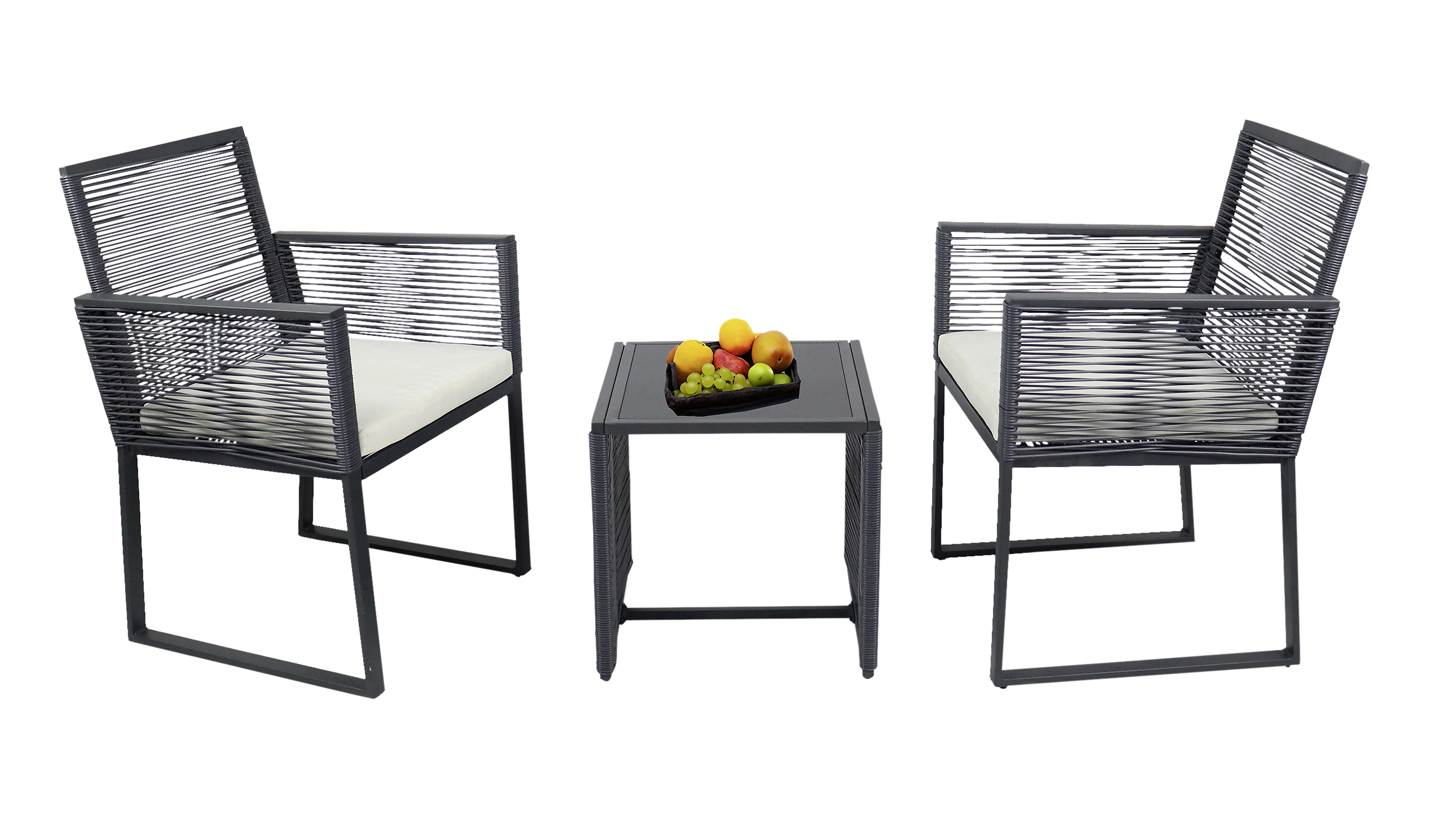VCM Gartensitzgruppe Fidola schwarz Polyrattangeflecht B/H/L: ca. 53x86x53 cm