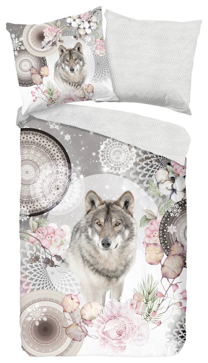 Baumwoll Bettwäsche Isaci Flanell grau Baumwolle B/L: ca. 155x220 cm