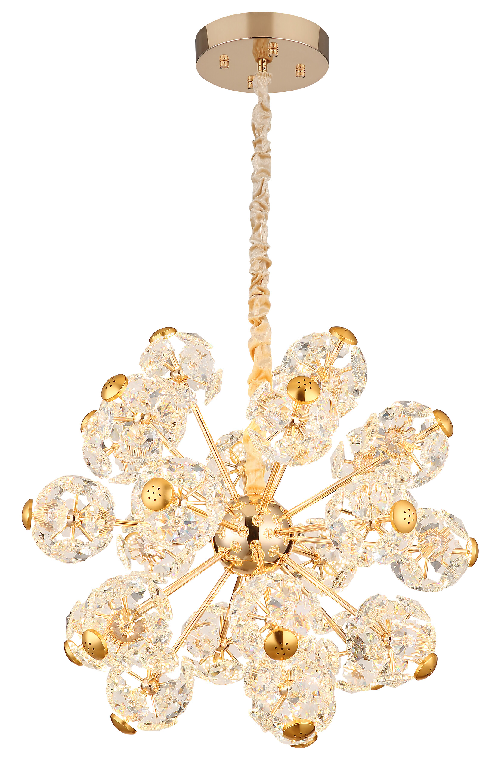 GLOBO Pendelleuchte gold klar Glas Metall H/D: ca. 125x50 cm 1.0 Brennstellen