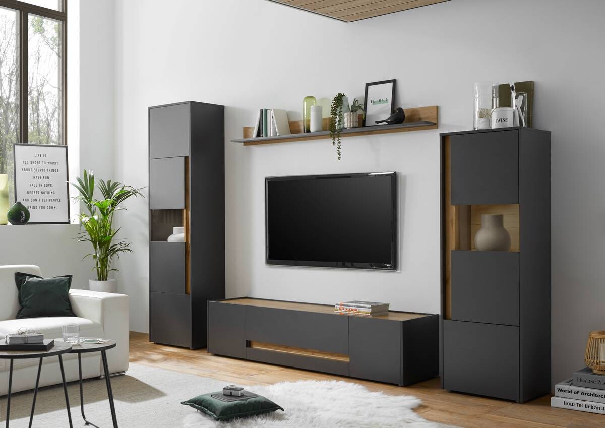 Sideboard City Eiche Wotan Nachbildung anthrazit B/H/T: ca. 170x84x40 cm