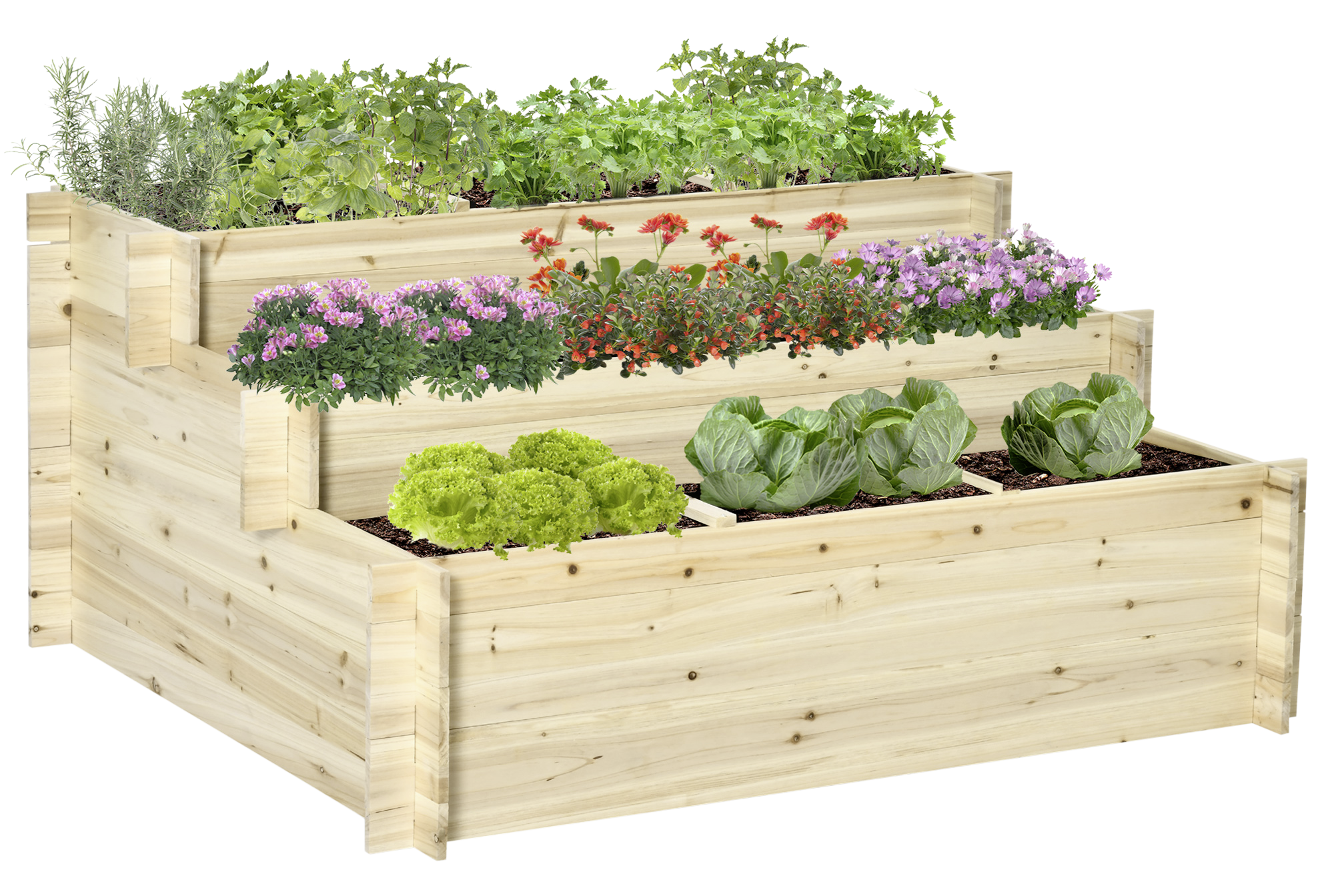 Outsunny Hochbeet natur Holz B/H/L: ca. 100x54x117 cm