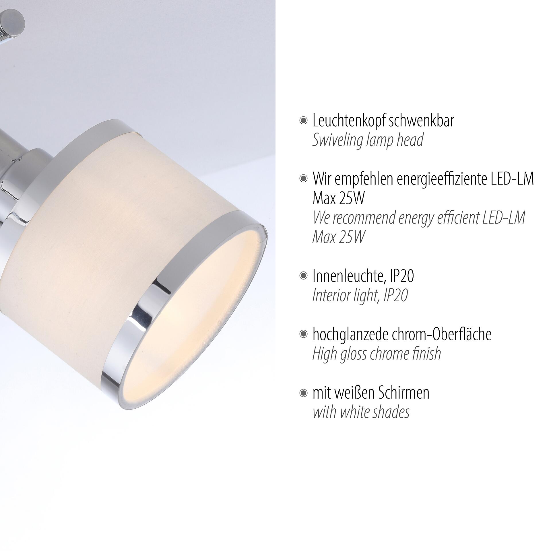 Just Light Spot Accor Chrom weiß Kunststoff B/H/L: ca. 29x22x47 cm E14 2 Brennstellen