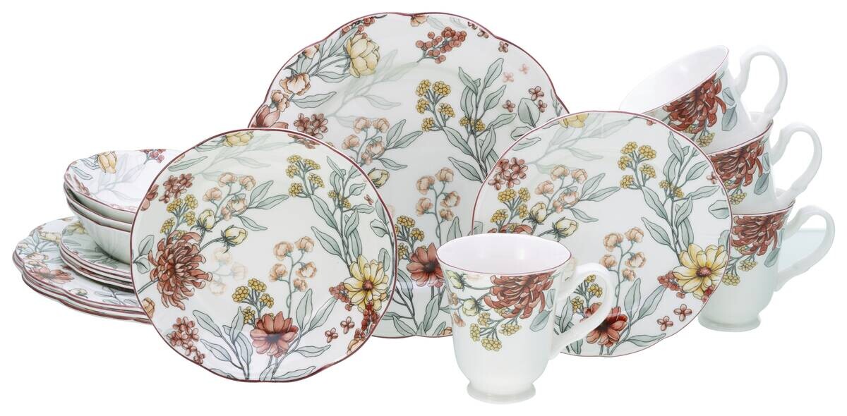 CreaTable Kombiservice Fiore bunt Steingut 16 tlg.