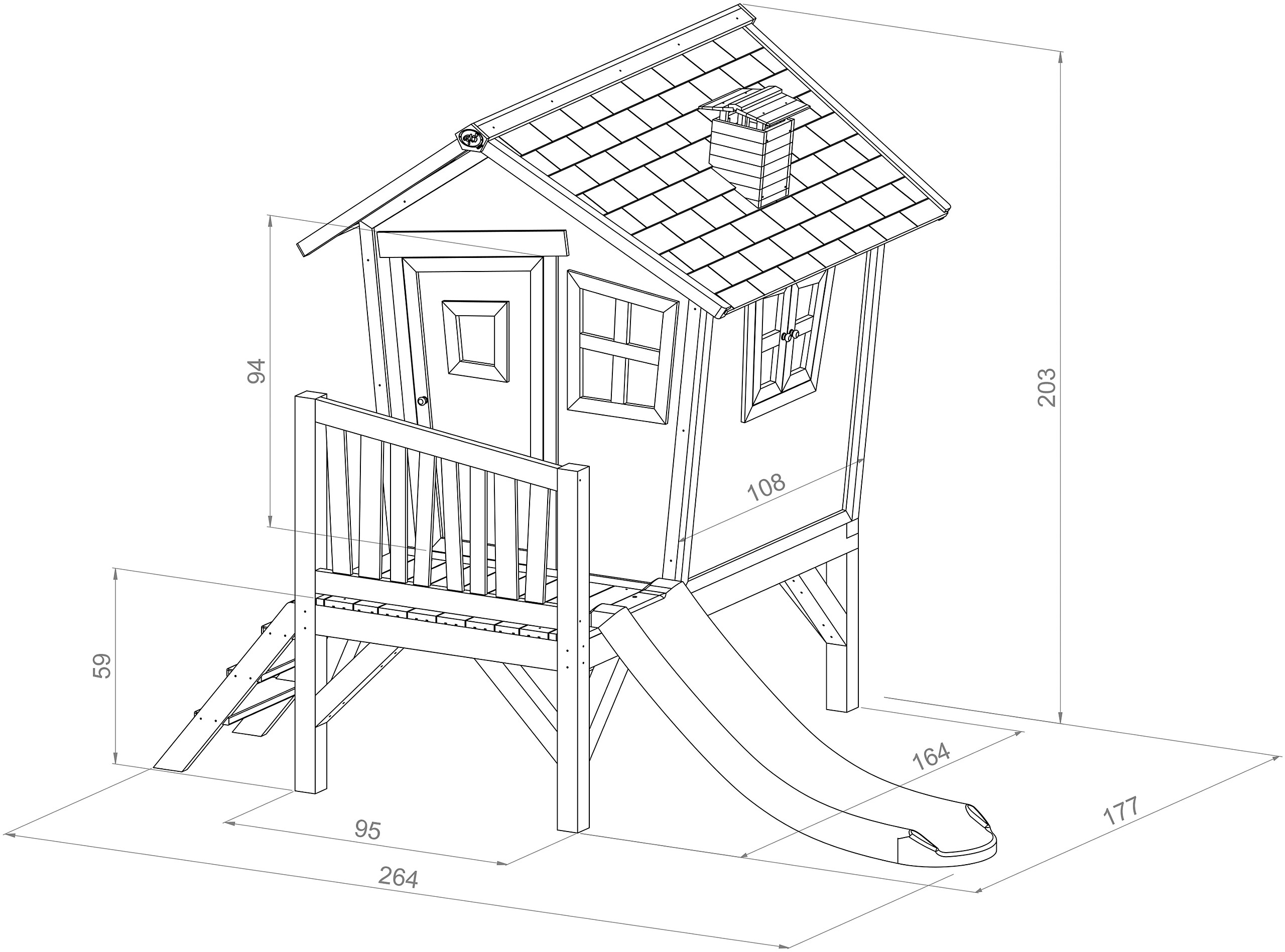 AXI Spielhaus Robin braun B/H/L: ca. 264x203x177 cm