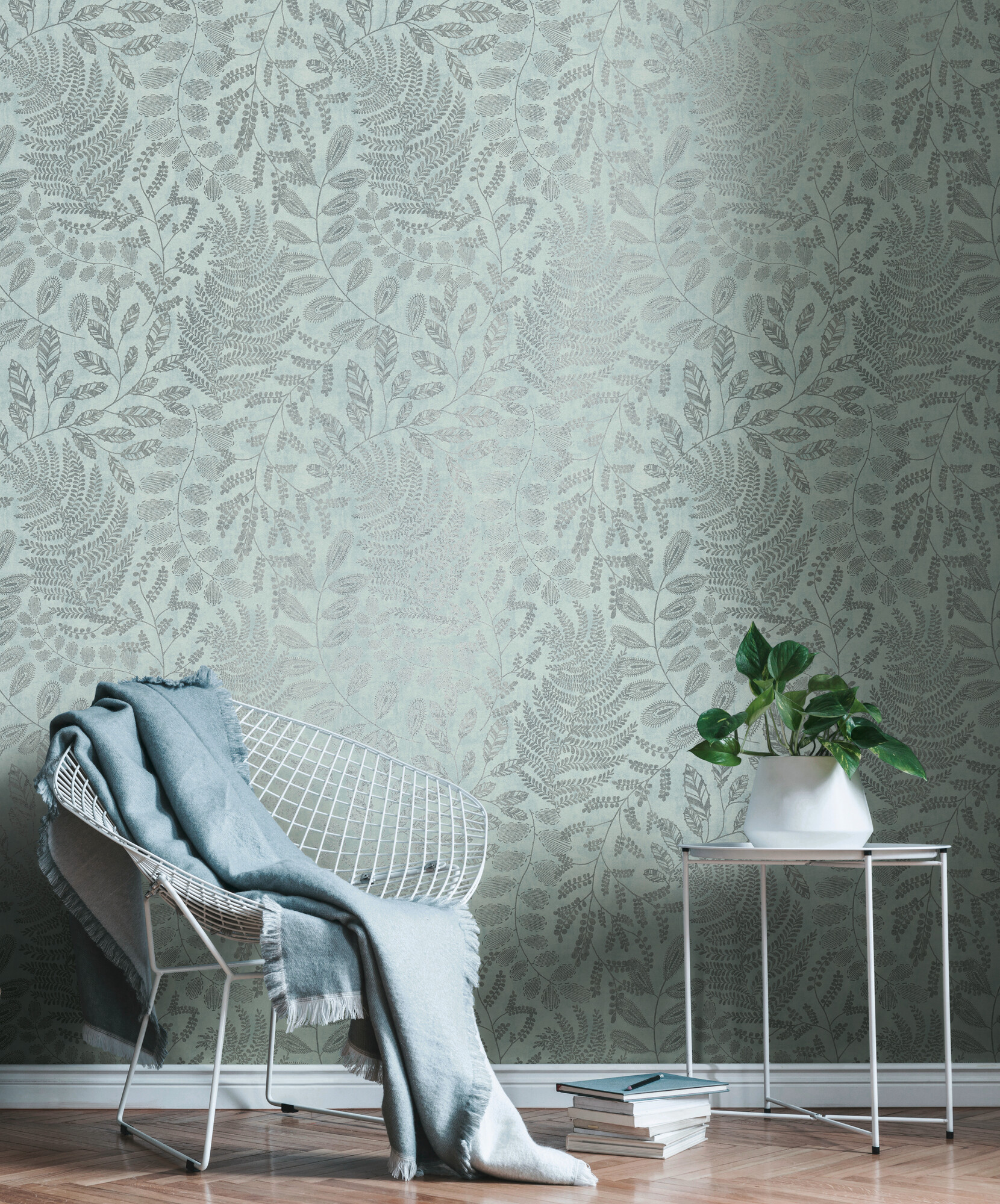 A.S.Creation Vliestapete silber blau B/H/D: ca. 53x1005x8,3 cm