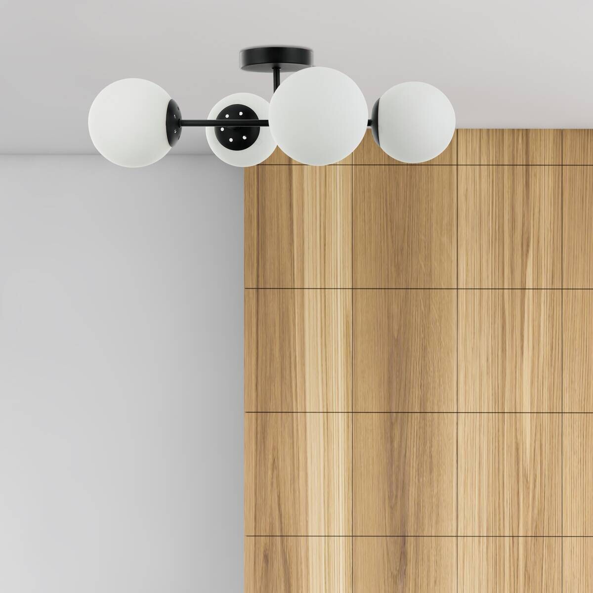 Lamkur Deckenleuchte Maddie schwarz Glas Stahl B/H/L: ca. 19x44x61 cm E14 4 Brennstellen