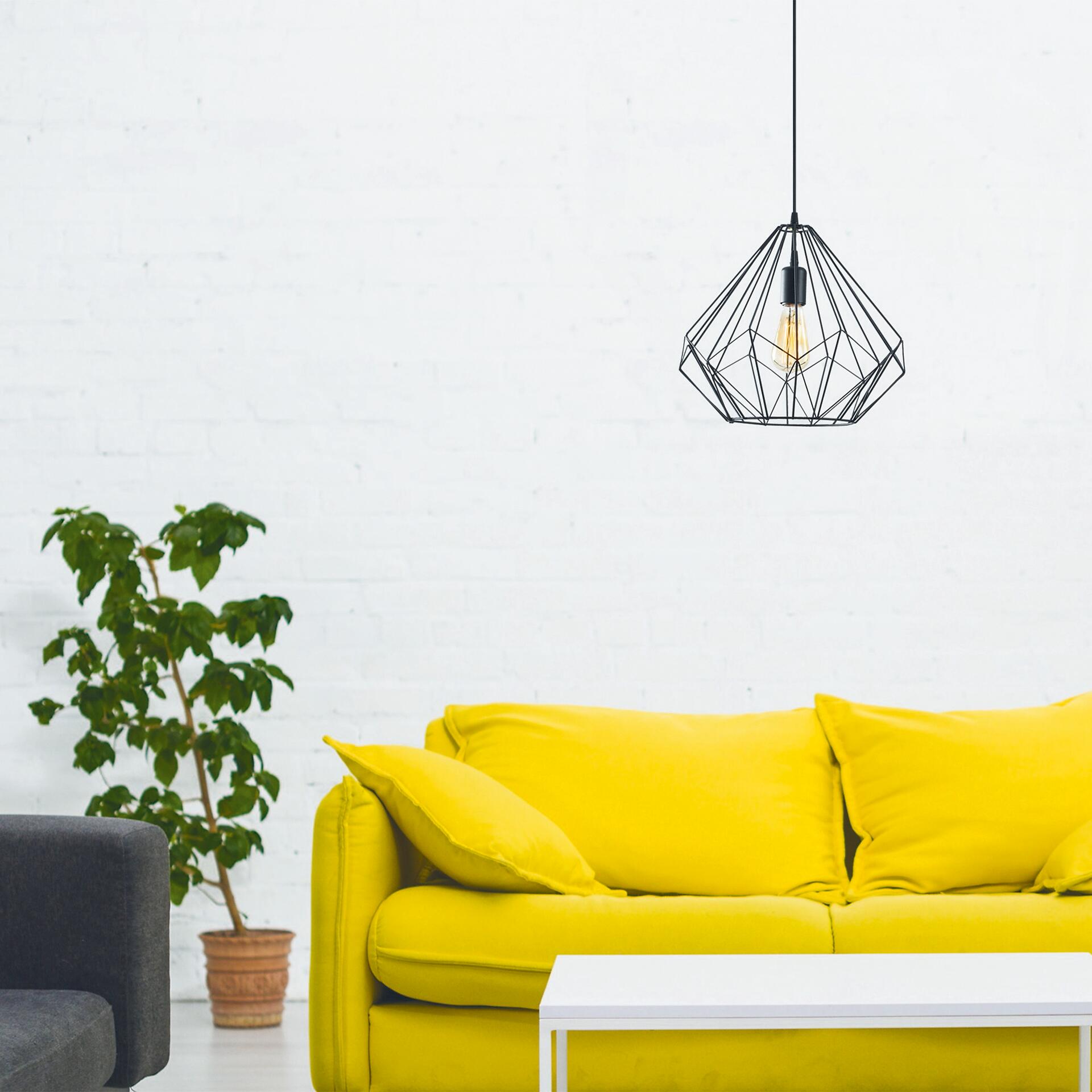 Opviq Pendelleuchte Diamond schwarz Eisen B/H/T/L/D: ca. 37x129x37x37x37 cm E27 1 Brennstellen