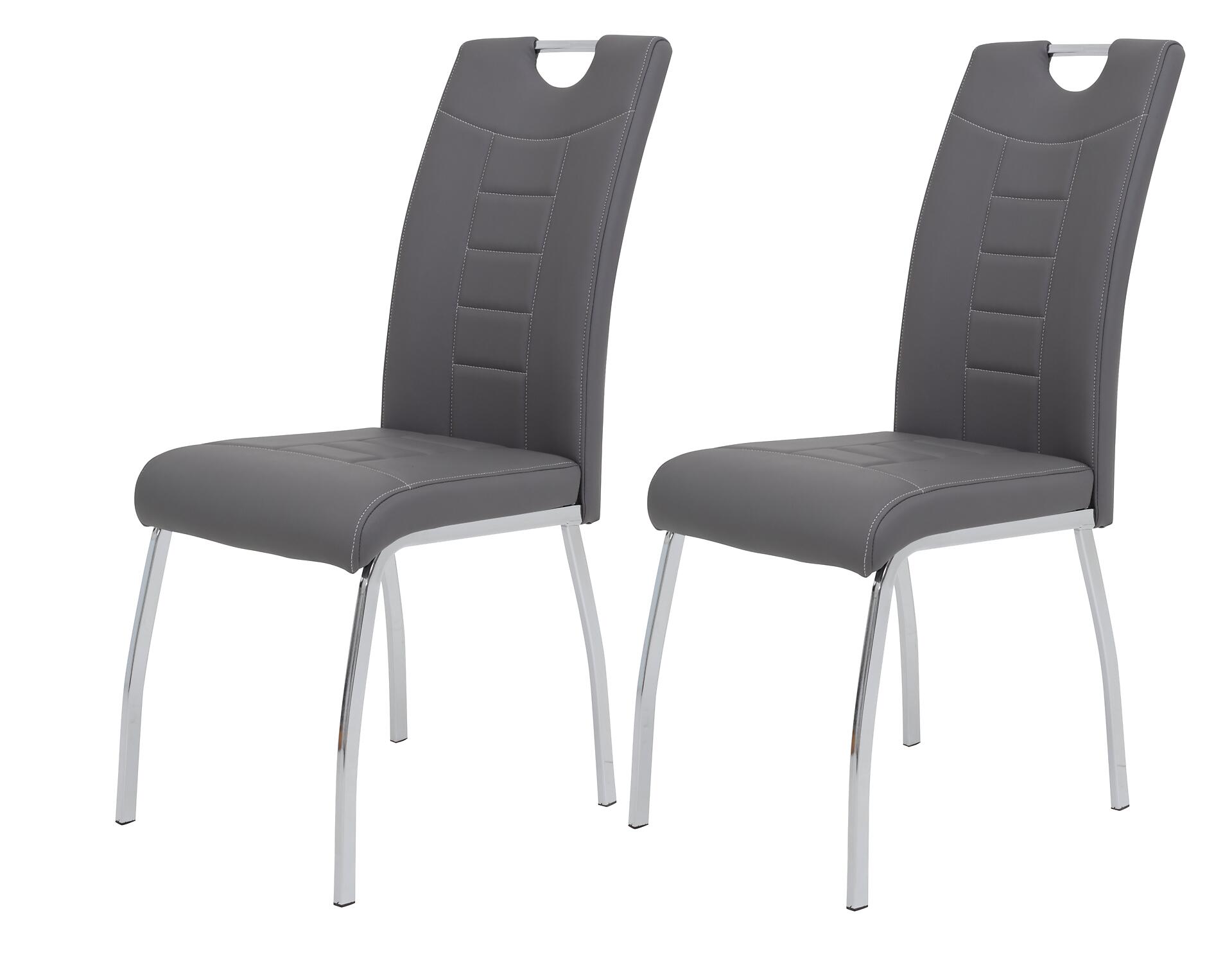 Stuhl Andrea 2er Set grau Kunstleder Metall B/H/T: ca. 43x100x64 cm