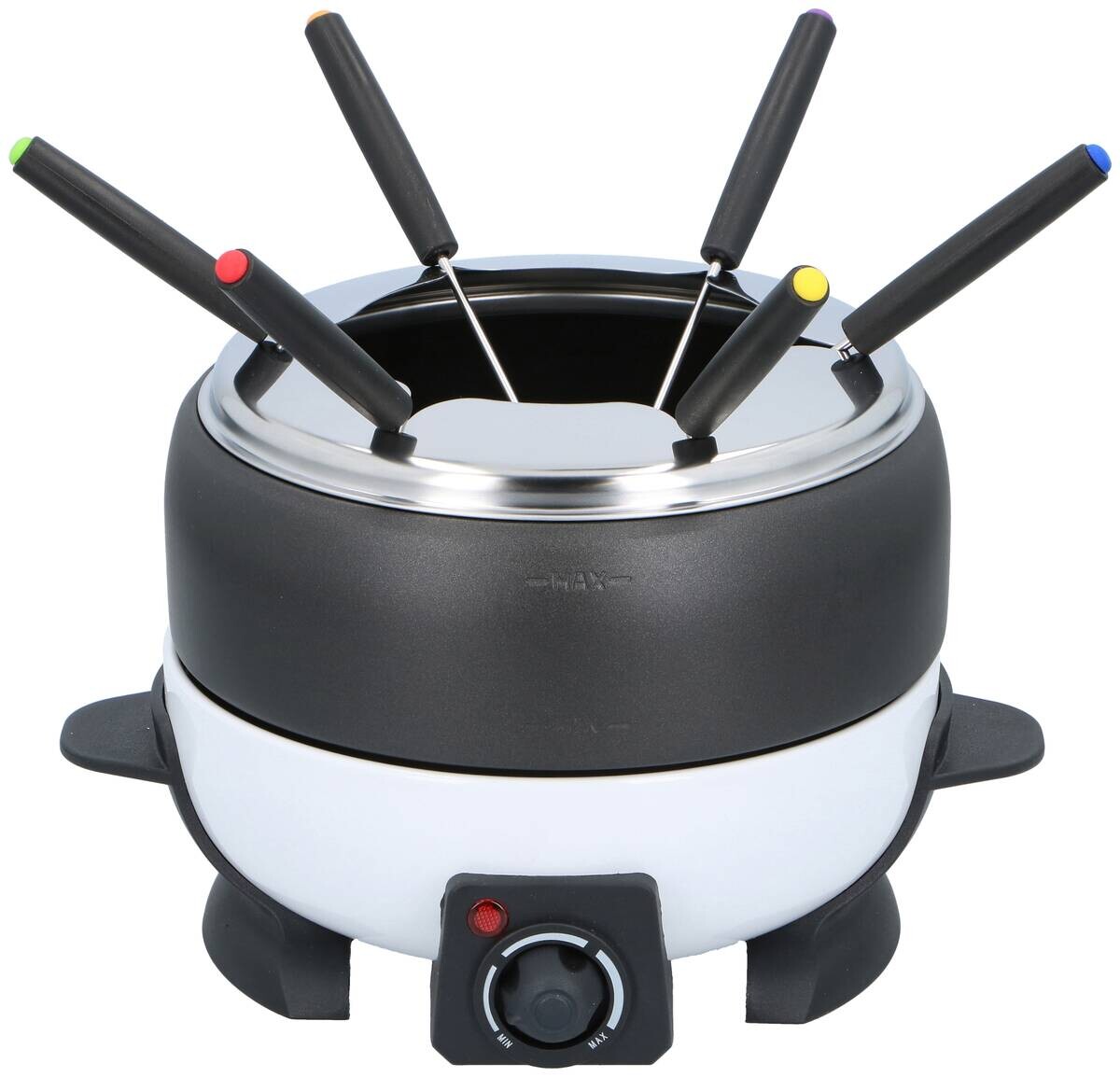 Fondue-Set weiß Alu Edelstahl