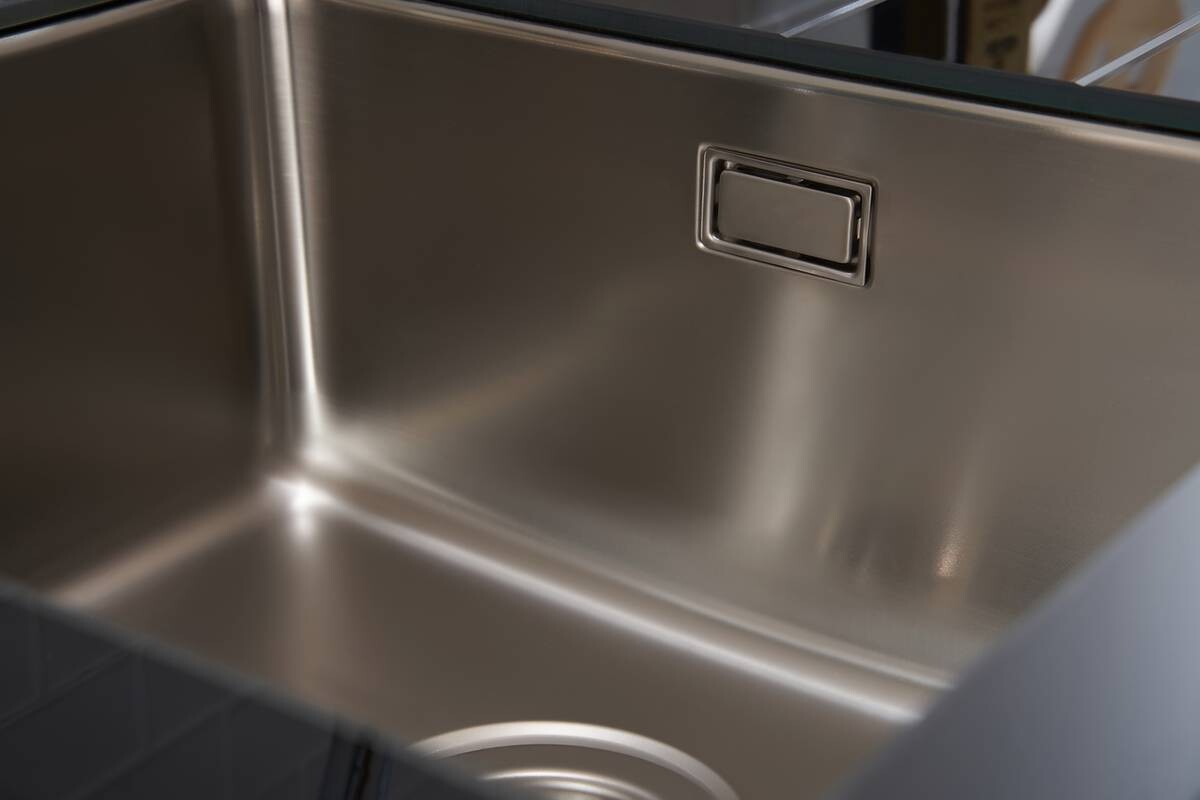 Respekta Einbauspüle New York 86 x 50 S schwarz Glas Edelstahl B/H/T: ca. 86x21x50 cm