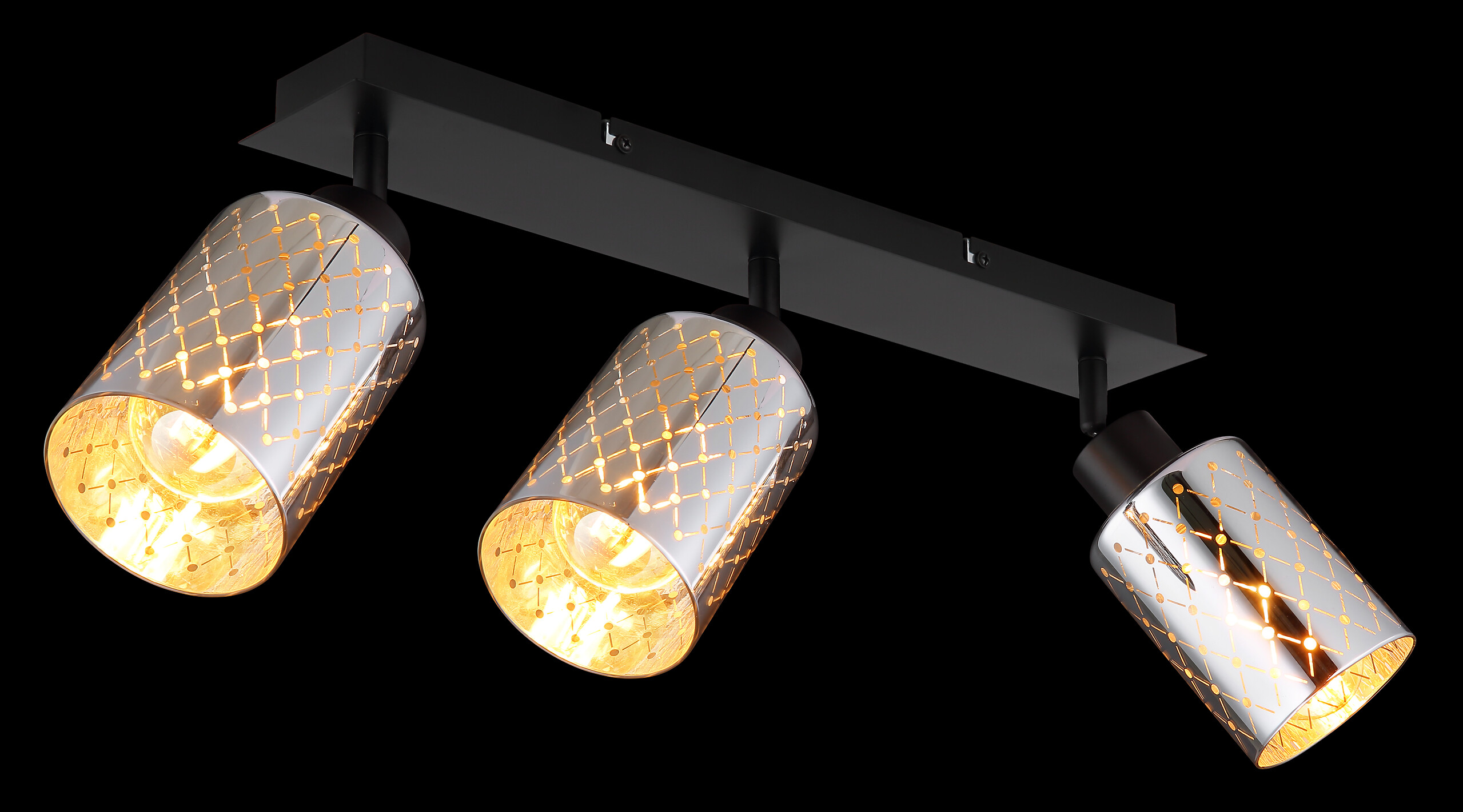 GLOBO Strahler Chrom mattschwarz klar Metall Glas B/H/L: ca. 9x22x66 cm E27 3 Brennstellen