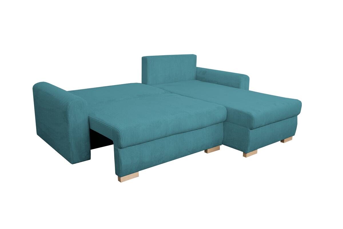 Ecksofa mit Bettfunktion und Bettkasten türkis Microfaser B/H/T: ca. 224,5x90x168 cm